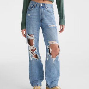 Aeropostale Medium Wash High-Rise Baggy Mom Jean | 12